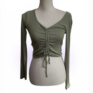 Green Ruched Long Sleeve Top